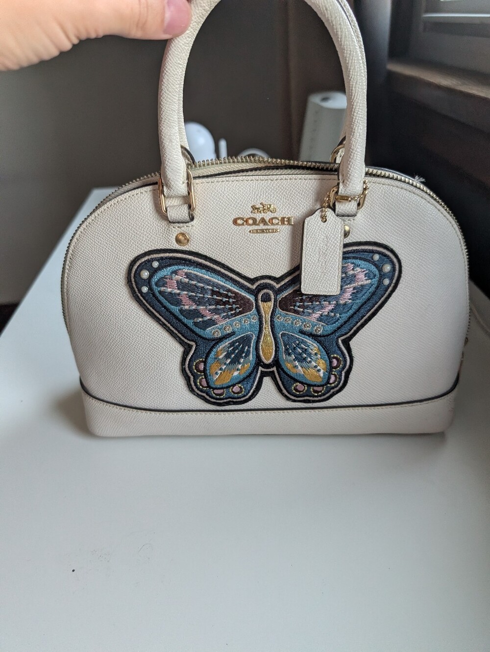 Coach Cream Dome Satchel with Matching Butterfly Zip Wallet - Picture 2 of 5